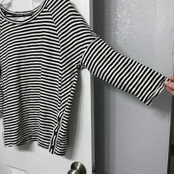 Madewell Black And White Striped Side Button Shirt Small - Picture 5 of 10